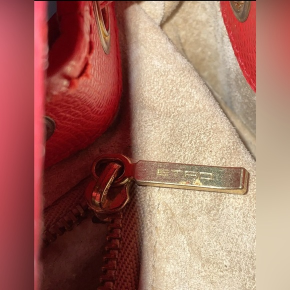 SOLD Etro Milano Mini Red Leather Bucket Drawstrings Crossbody Bag SKU:009 - Picture 6 of 16